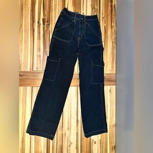 Women’s High Waist Size 0 Dark Blue Cargo